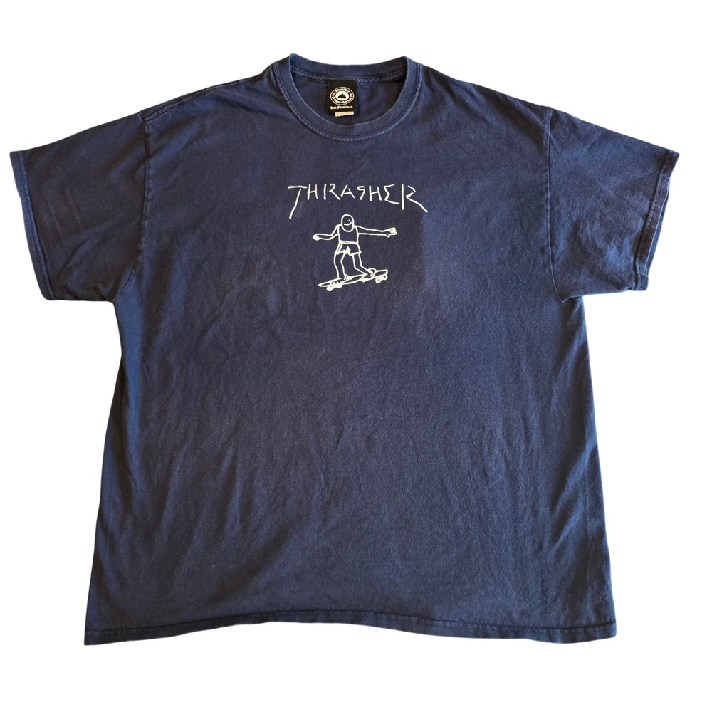 Thrasher Magazine Mark Gonzales Graphic T-Shirt Navy Blue Mens XL Skateboarding